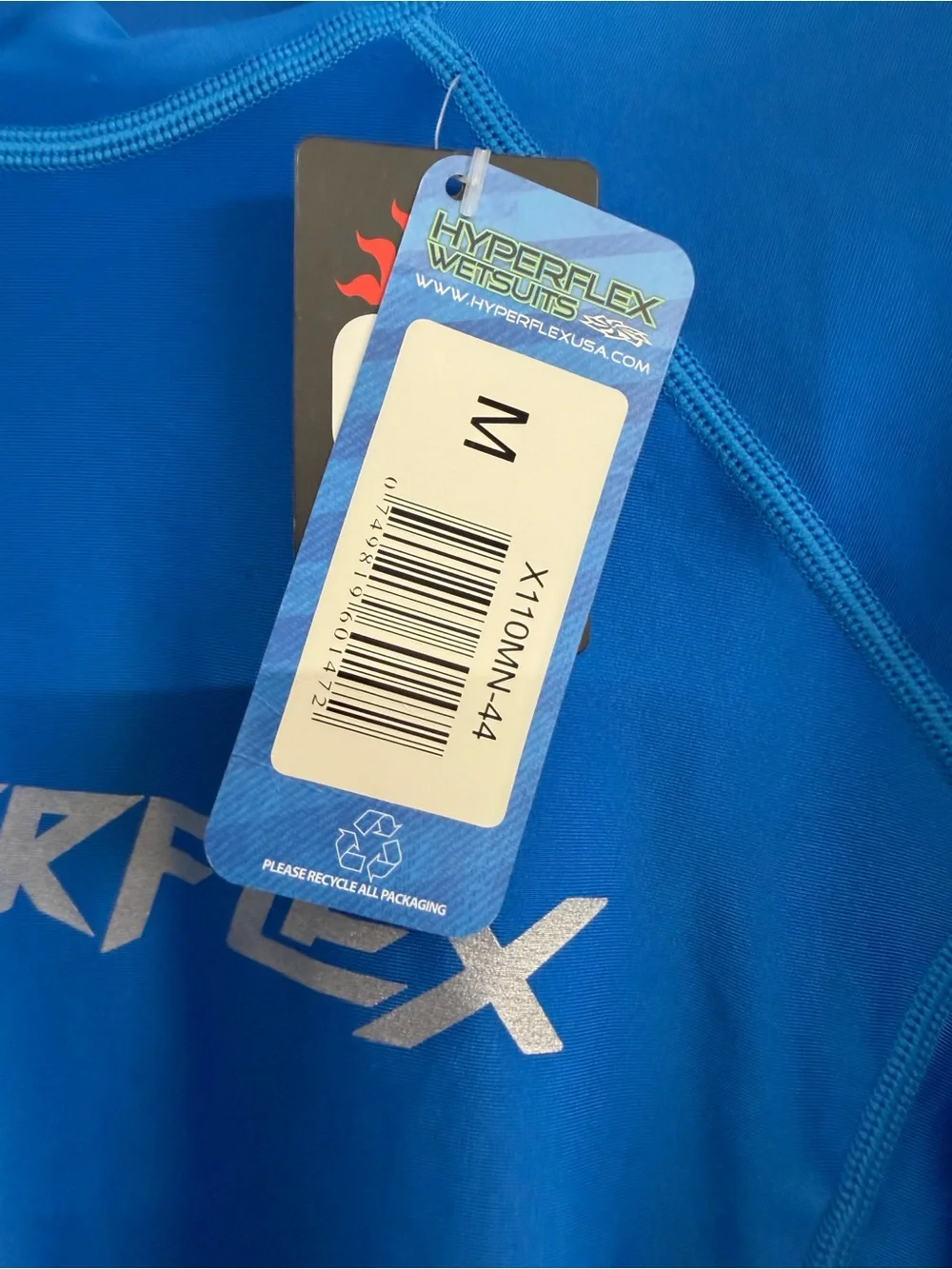 Hyperflex Blue 50+ UV Rash Guard Short Sleeve Swim Surf Shirt NWT Men’s Medium